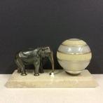 Tafellamp - olifant - Bronzen patina spelter gemonteerd op