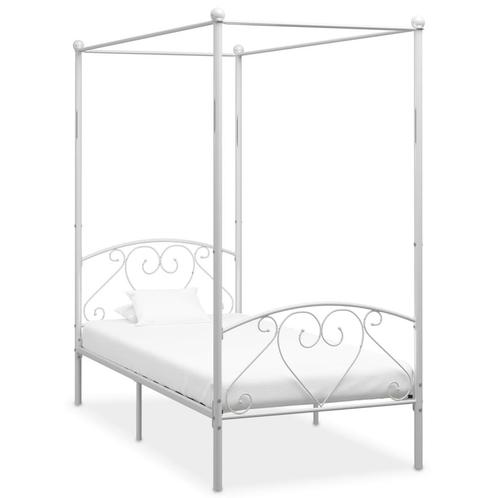 vidaXL Hemelbedframe metaal wit 120x200 cm, Huis en Inrichting, Slaapkamer | Bedden, 120 cm, 200 cm, Wit, Twijfelaar, Nieuw, Metaal