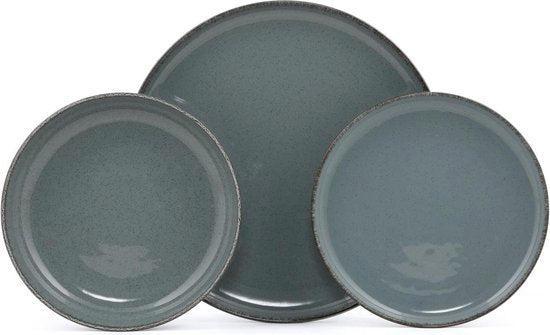 2dekans | Asir - Dinerset (18-delig) - Blauw - 27 x 27 x 2,5, Huis en Inrichting, Keuken | Servies, Zo goed als nieuw, Ophalen of Verzenden