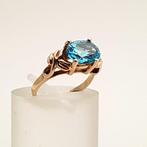 Zonder Minimumprijs - Ring - 9 kt. Geel goud, Blauwe Topaas, Sieraden, Tassen en Uiterlijk, Ringen, Nieuw