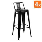 Barkrukken | BISTRO | Staal | Black | In-/Outdoor | 4 Stuks, Verzenden, Nieuw in verpakking