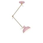 Retro plafondlamp roze met brons - Milou, Nieuw, Overige materialen, Retro