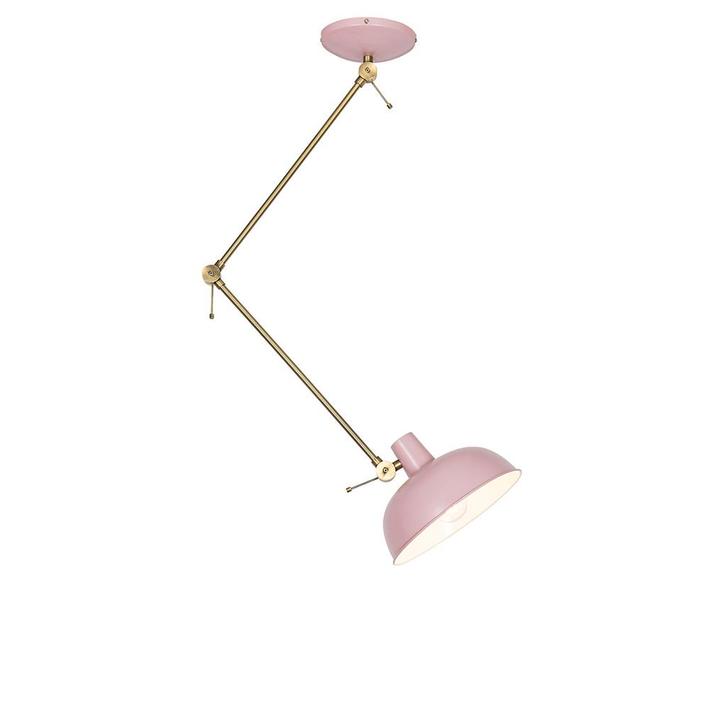 Retro plafondlamp roze met brons - Milou, Huis en Inrichting, Lampen | Plafondlampen, Nieuw, Overige materialen