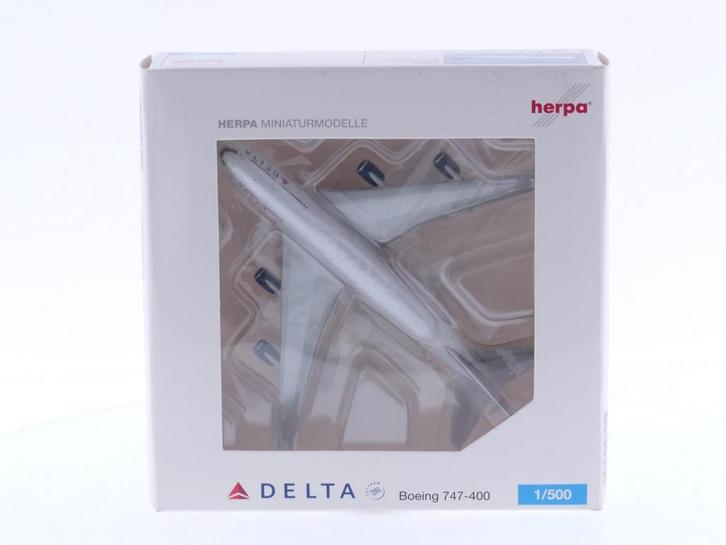 Schaal 1:500 Herpa 506915 Delta Air Lines Boeing 747-400..., Hobby en Vrije tijd, Modelbouw | Vliegtuigen en Helikopters, Gebruikt
