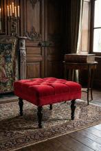 Nobilis - Poef - Hout, Fluweel, Katoen, Antiek en Kunst