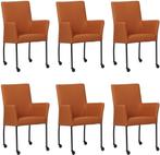 Set van 6 Cognac leren moderne eetkamerstoelen - Hermes Leer, Nieuw, Vijf, Zes of meer stoelen, Modern, Leer