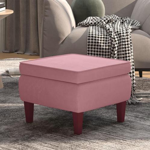 vidaXL Kruk met houten poten fluweel roze, Huis en Inrichting, Stoelen, Nieuw, Verzenden