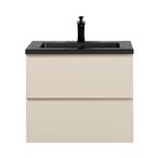 Badkamermeubel Summer 60cm mat beige met zwarte wastafel, Verzenden, Nieuw