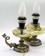 Tafellamp (2) - Metaal, Albast - lampen met dolfijnen, Antiek en Kunst