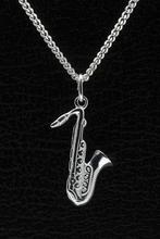 Zilveren Saxofoon ketting hanger, Sieraden, Tassen en Uiterlijk, Verzenden, Nieuw