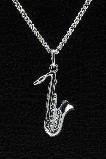 Zilveren Saxofoon ketting hanger, Sieraden, Tassen en Uiterlijk, Kettinghangers, Verzenden