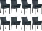 Set van 8 Blauwe leren moderne eetkamerstoelen - Toledo Leer, Overige kleuren, Nieuw, Leer, Ophalen of Verzenden