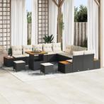 vidaXL 13-delige tuinbankset met kussen zwart poly rattan, Verzenden, Nieuw, Rotan
