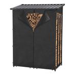 PXXS-3362 Brennholzunterstand Yakutat - Schwarz - 185x130x70, Tuin en Terras, Haardhout, Verzenden