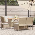 vidaXL 5-delige Loungeset met kussens poly rattan beige, Verzenden, Nieuw, 5 zitplaatsen, Loungeset