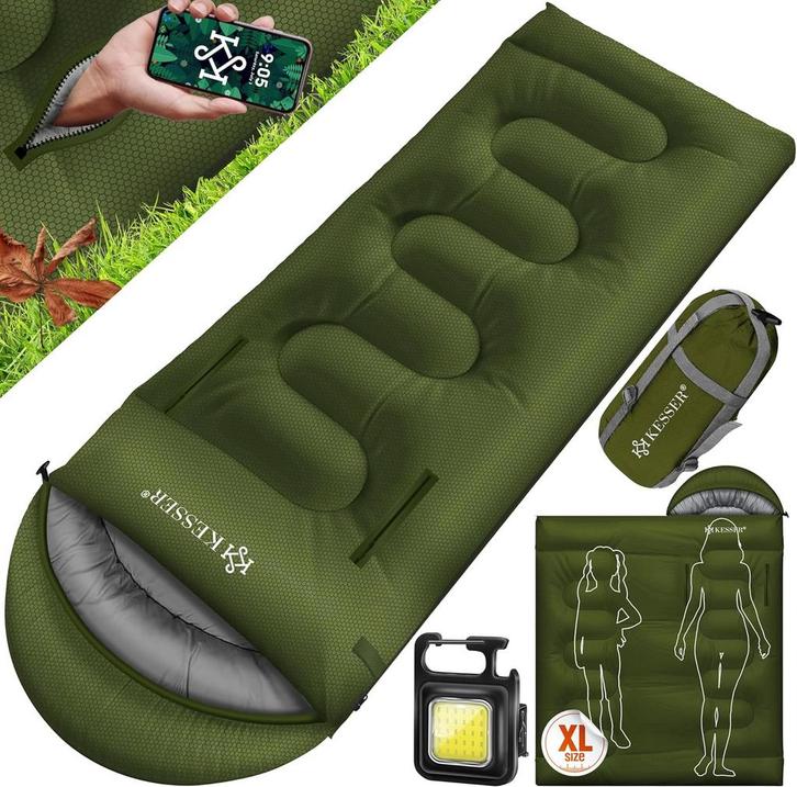 KESSER® Slaapzak voor buiten, dekenslaapzak, 3-4 seizoenen,, Caravans en Kamperen, Slaapzakken, Zo goed als nieuw, Verzenden