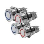 Allpa Drukknopschakelaar LED RVS on/off 12 Volt-Rood-Ring Ø2, Watersport en Boten, Ophalen of Verzenden, Nieuw