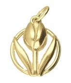 Gouden Tulp in cirkel ketting hanger, Verzenden, Nieuw