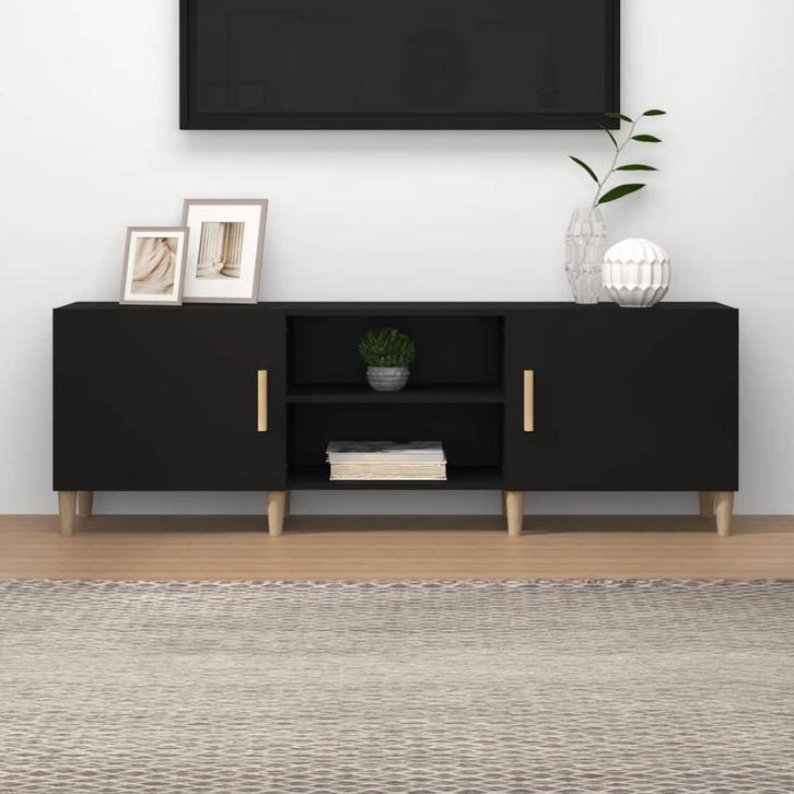 vidaXL Tv-meubel 150x30x50 cm bewerkt hout zwart, Huis en Inrichting, Kasten | Televisiemeubels, 25 tot 50 cm, Nieuw, Overige houtsoorten