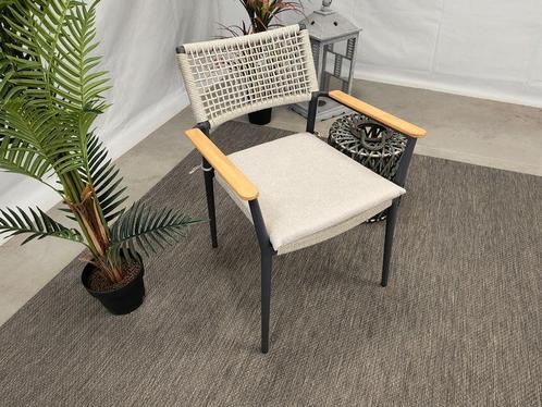 Te Velde sandro aluminium-rope tuinstoel antraciet, Tuin en Terras, Tuinsets en Loungesets, Stoel, Nieuw, Overige materialen