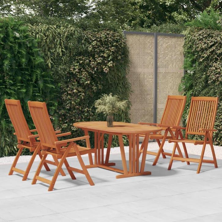 vidaXL 5-delige Tuinset massief eucalyptushout, Tuin en Terras, Tuinsets en Loungesets, Tuinset, Nieuw, 4 zitplaatsen, Hout, Verzenden