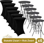 6x Zwarte Statafel + Zwarte Statafelrok x 6 – ø80 cm x 11, Ophalen of Verzenden, Nieuw