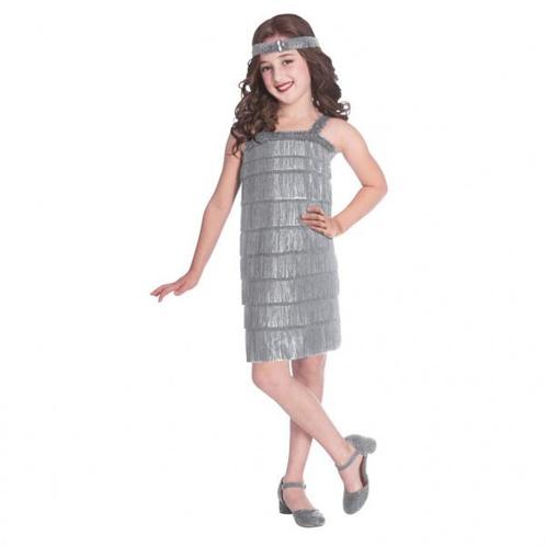 Zilveren Charleston Kostuum Kind, Kleding | Dames, Carnavalskleding en Feestkleding, Nieuw, Ophalen of Verzenden
