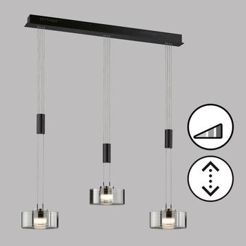 Hanglamp Lavin led, 3-lichts zwart rookglas beschikbaar voor biedingen