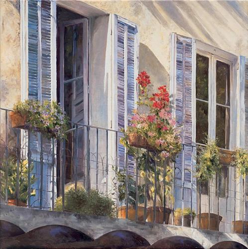Kunstdruk Christian Sommer - Balcon à Grasse Provence, Huis en Inrichting, Woonaccessoires | Schilderijen, Tekeningen en Foto's