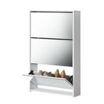 Schoenenkast Lund met spiegels 3 vouwdeuren 102,5x63x17 wit, Huis en Inrichting, Kasten | Schoenenkasten, Verzenden, Nieuw