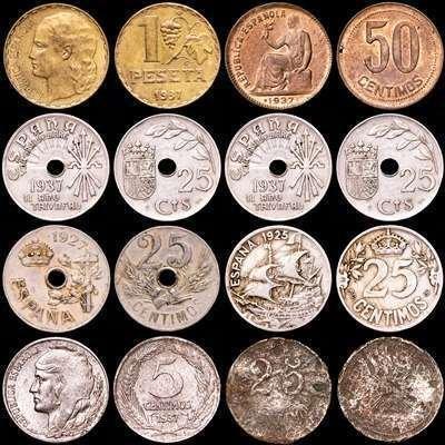 Republiek Spanje. Peseta España conjunto de siete (7), Postzegels en Munten, Munten | Europa | Niet-Euromunten