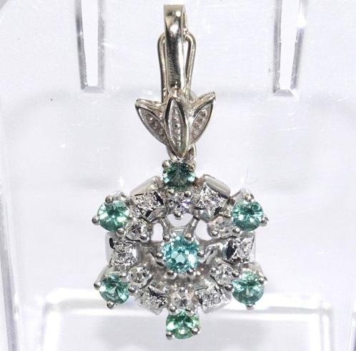 Halsketting - 14 karaat Witgoud - 0.92ct. tw. Toermalijn -, Sieraden, Tassen en Uiterlijk, Kettingen