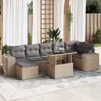 vidaXL 8-delige Loungeset met kussens poly rattan beige, Verzenden, Nieuw, Rotan, Loungeset
