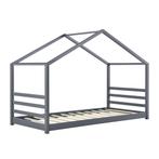 Kinderbed huisbed met bedbodem 90x200 cm donkergrijs, Nieuw, Verzenden