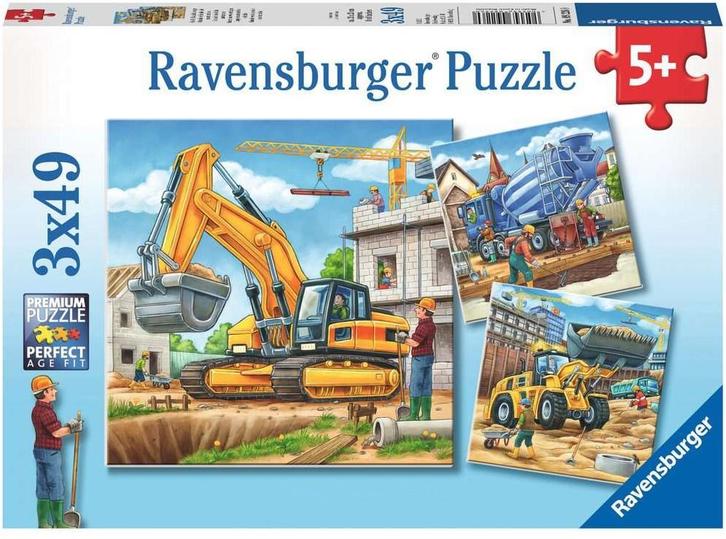 Grote Bouwvoertuigen Puzzel (3x49 stukjes) | Ravensburger -, Kinderen en Baby's, Speelgoed | Kinderpuzzels, Nieuw, Verzenden