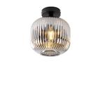 Art deco plafondlamp zwart met smoke glas - Karel