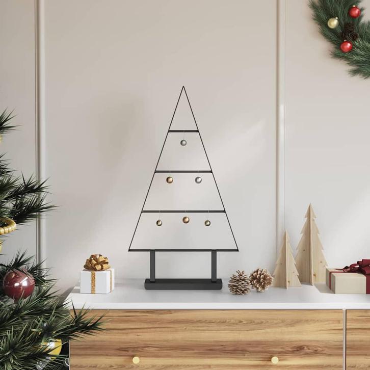 vidaXL Metalen kerstboom met standaard Zwart 60 cm Staal, Diversen, Kerst, Nieuw, Verzenden