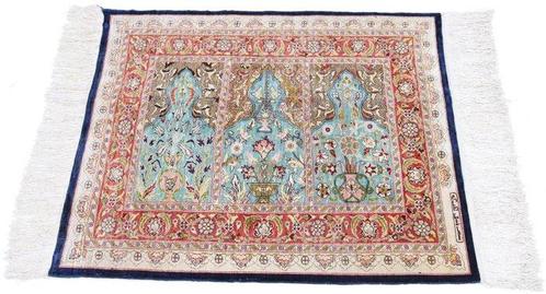 Genuine Silk Hereke Signed Carpet with Mehrab Design - Pure, Huis en Inrichting, Stoffering | Tapijten en Kleden