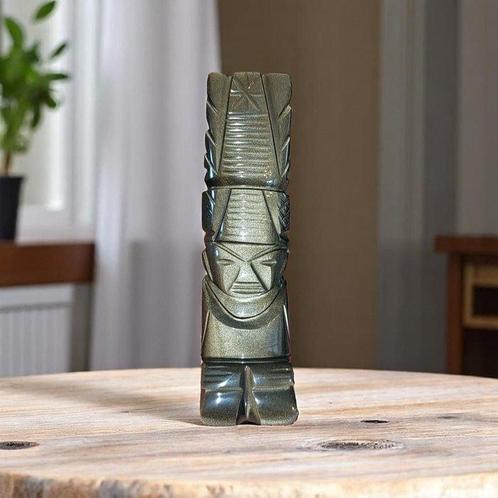 Azteeks beeldje in gouden obsidiaan. Uniek handgemaakt stuk., Verzamelen, Dierenverzamelingen
