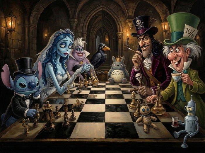 LuisonArt - The Grandmaster’s Gambit: Gothic Reunion- AI -, Antiek en Kunst, Kunst | Schilderijen | Modern