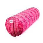 Yoga Bolster Roze Rond Katoen - Blok Print - 59 x 21,5 cm, Sport en Fitness, Overige Sport en Fitness, Verzenden, Nieuw