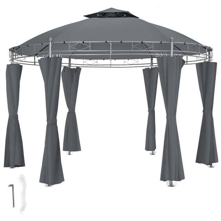 Tuinpaviljoen Siana Ø 3.5m - antraciet, Tuin en Terras, Partytenten, Verzenden