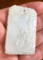 Pendant, gedicht kalligrafie - Nefriet Jade - China - 20e, Antiek en Kunst