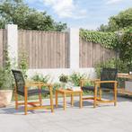 vidaXL Tuinnstoelen 2 st poly rattan en acaciahout zwart, Tuin en Terras, Verzenden, Nieuw, Rotan