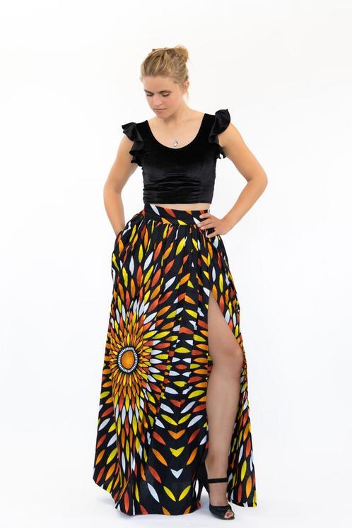 Afrikaanse print maxi rok - Zwart / gele sunburst, Kleding | Dames, Rokken, Nieuw, Ophalen of Verzenden