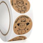 Sluitstickers kerstetiketten merry christmas kraft, Ophalen of Verzenden, Nieuw