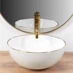 REA Luxe waskom - Wit met gouden rand - 360 mm - Keramiek..., Ophalen of Verzenden, Nieuw