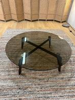 Minotti Kirk Cross Salontafel Glas | NP: €4.500, Salontafel Design Tafel, 100 tot 150 cm, Rond, Zo goed als nieuw