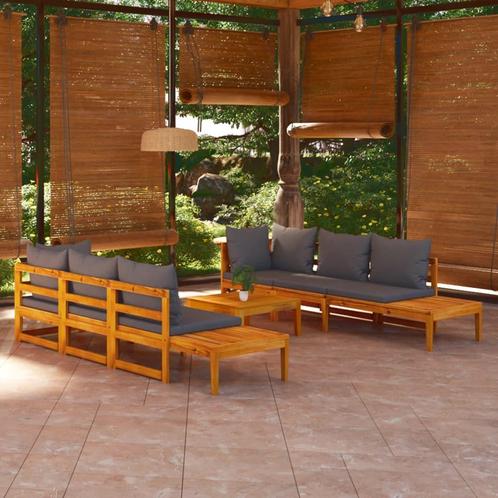 vidaXL 5-delige Loungeset met donkergrijze kussens, Tuin en Terras, Tuinsets en Loungesets, Loungeset, Nieuw, Hardhout, Verzenden