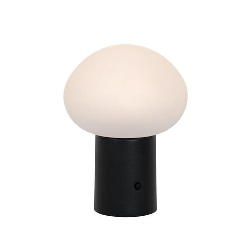 Tafellamp mushroom zwart incl. LED oplaadbaar - Louise, Huis en Inrichting, Lampen | Tafellampen, Nieuw, Kunststof, Minder dan 50 cm